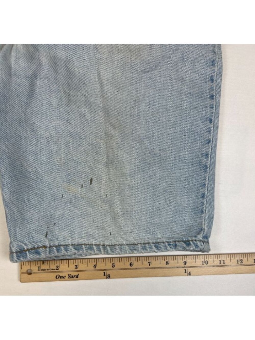 Vintage Levis 550 Mens 36 Light Wash Denim Jean Shorts Distressed Orange Tab 90s - Picture 12 of 13
